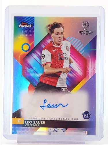 LEO SAUER 2023 TOPPS FINEST UEFA ROOKIE AUTOGRAPH REFRACTOR RC AUTO Q2723