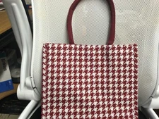 TOTE burgundy and white checker thread material