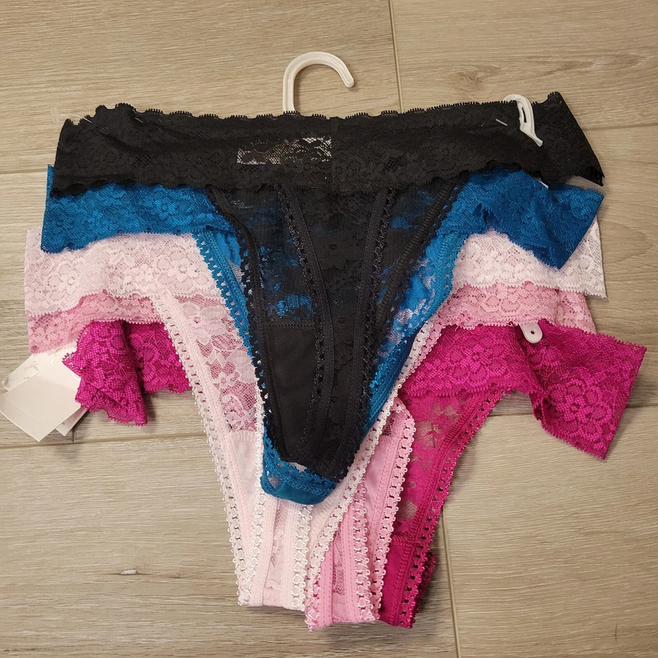 Jessica Simpson Tanga Bragas Ultra Coquetas Encaje 5 Pk Mujeres Talla Lg Rosa Teal Negro Foto 4 de 4