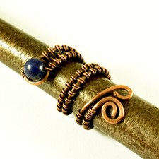 Lapis Lazuli Crystal Copper Wire Wrapped Ring Any Size - Handmade Jewelry