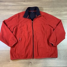 Land  s End Full Zip Fleece Jacket Youth XL Red Squall Zipper Pockets