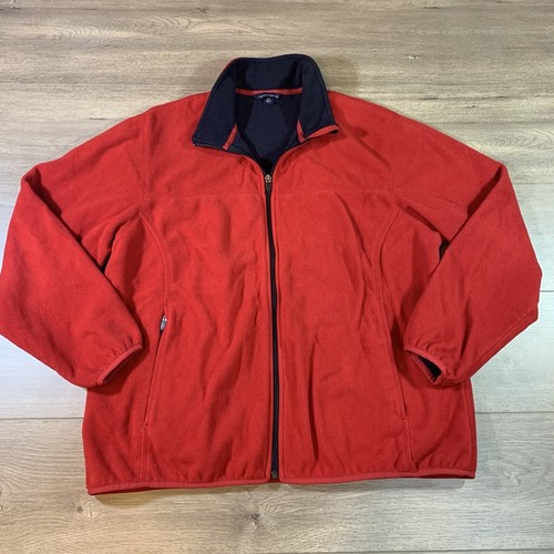 Land’s End Full Zip Fleece Jacket Youth XL Red Squall Zipper Pockets