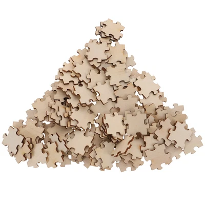 100Stk Puzzleteile Deko Holzspäne Bemalen Ungefärbtes Leeres Holzstücke - Bild 1 von 4