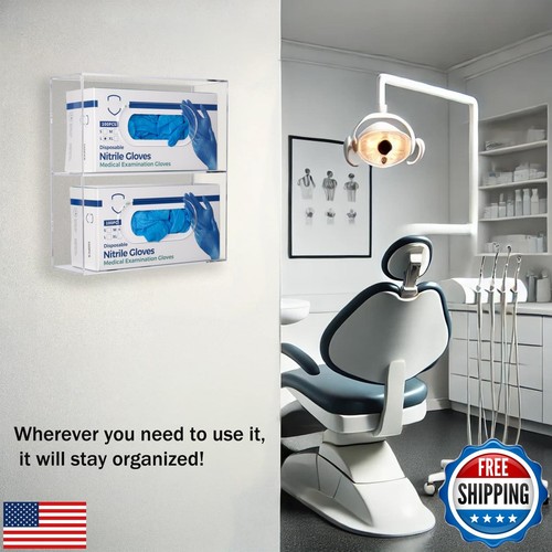 Aphbrada Glove Box Holder Glove Dispenser Wall Mount, Double Acrylic Gloves D - Picture 4 of 5