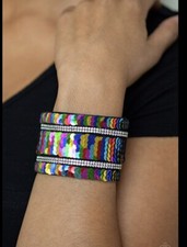 Paparazzi Bracelet  MERMAID Service   Multi  Silver Reversible Sequins 