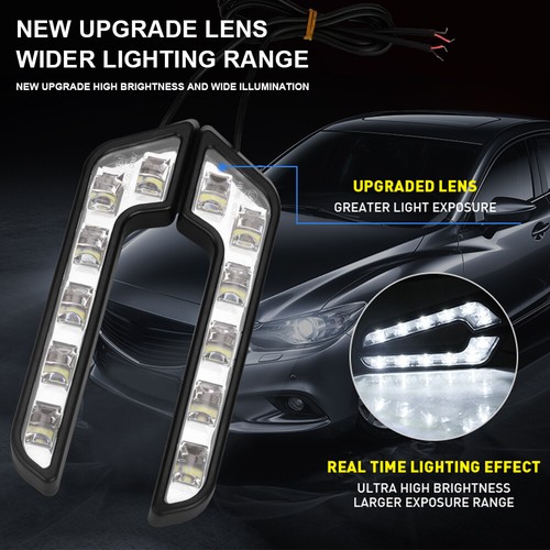 2x White L Shaped 6 LED Car DRL Driving Fog Light Lamp Waterproof Accessories - Picture 9 of 12