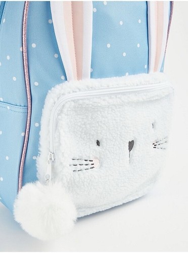 BNWT George Asda Girls Blue Bunny Polka Dot Rucksack Backpack Bag Easter Gift - Picture 3 of 3