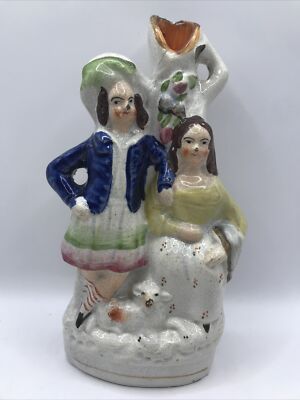 Antike Staffordshire Vase Figur mit flachem Rücken - 20 cm