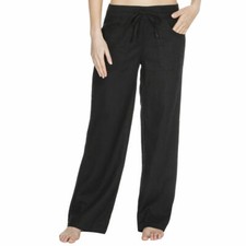 Womens Ladies Full Length Linen Trousers Pants Dark Black Summer Holiday Comfy