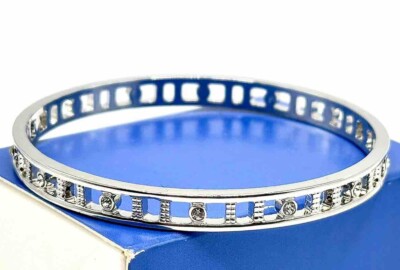 Lia Sophia ''Climb the Ladder'' Silver Tone w/Cut Crystals Bangle Bracelet Size M