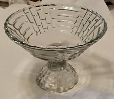 Vintage Jeannette Glass Louisa Pattern clear glass serving bowl/compote