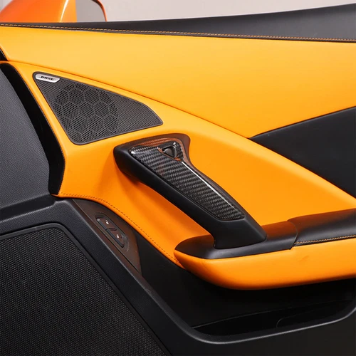 Real Carbon Fiber Door Handel Button Cover Trim For Corvette C7 Z06 ZR1 2014-19
