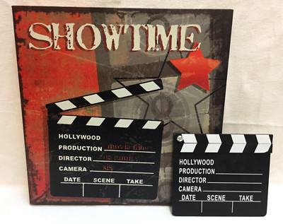 Showtime Hollywood Canvas Wall Decor 16 x 16 Sign Art Small Directors Clapboard