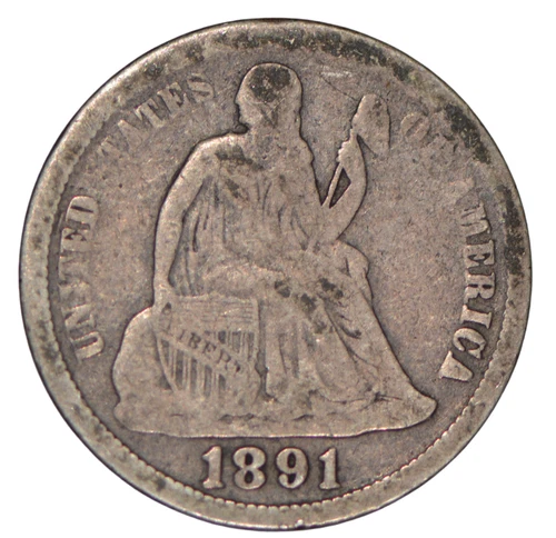 1891 Seated Liberty Dime ~ VG