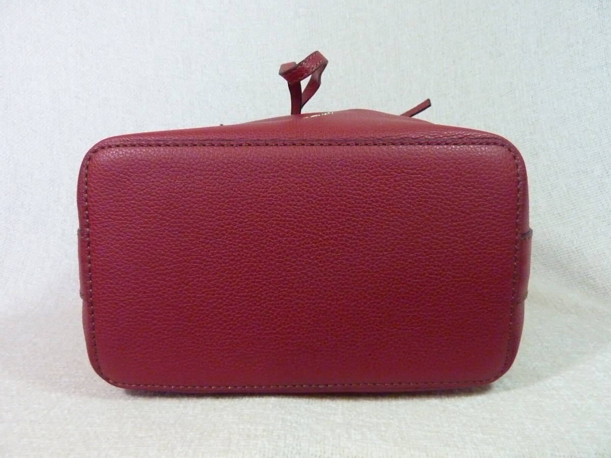 NEW FURLA Costanza Cabernet Red Pebbled Leather Small Drawstring