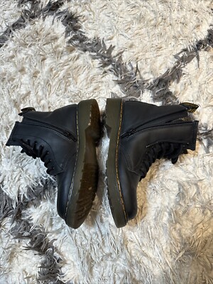 Dr. Martens AirWair 1460 J Black Matte Leather Lace Up/Side Zip