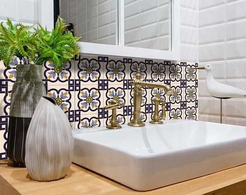 8" X 8" Azul Flora Peel and Stick Removable Tiles - Picture 4 of 7