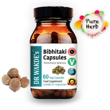 DR WAKDE'S Bibhitaki Capsules (Beheda | Terminalia belerica) | 60 Veg Caps | ...