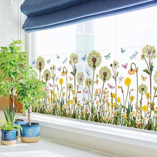 2Pcs Garden Flowers Window Clings Glass Window Decals Removable - Picture 2 of 7