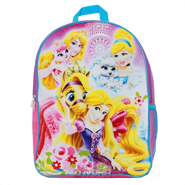 Disney Princess & Pets 16" Backpack School Bag with 1 Side Mesh Pocket