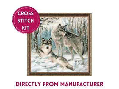 RIOLIS Counted Cross Stitch Kit 1393 Pair of Wolves. Wild Animals in the Snow