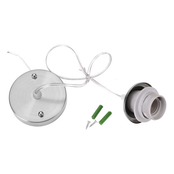 Chrome Ceiling Rose Pendant with Lamp Holder Socket Base