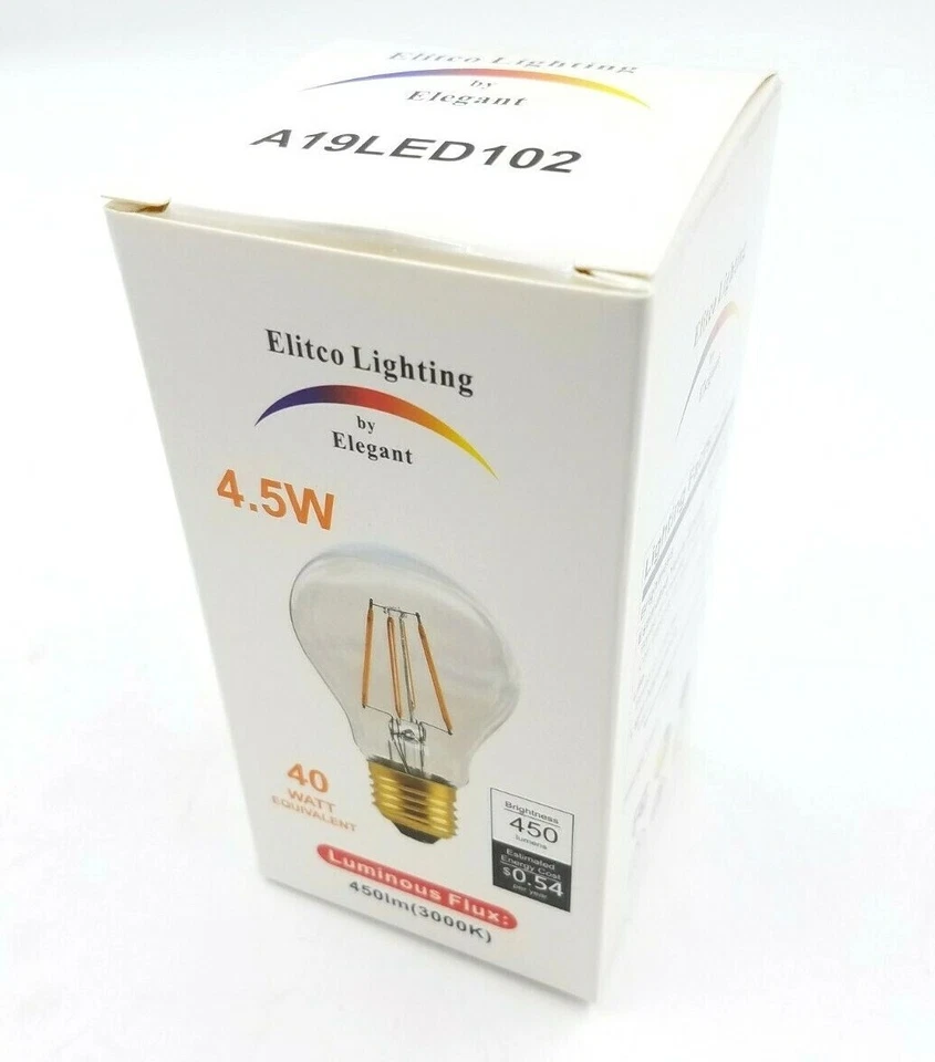 6-Pack Elegant Lighting A19LED102-6PK 4.5Watt Dimmable Vintage 3000K LED Bulb - Image 4 of 4