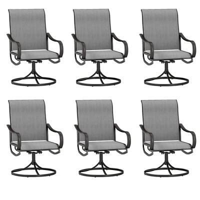 6Pcs Patio Swivel Chairs Outdoor Chairs Set Rocking Dining Chairs with Armrests