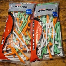 Pride Sports Golf Tee 3 & 1/4" 90 Count Green Orange White Wood Tees Multicolor