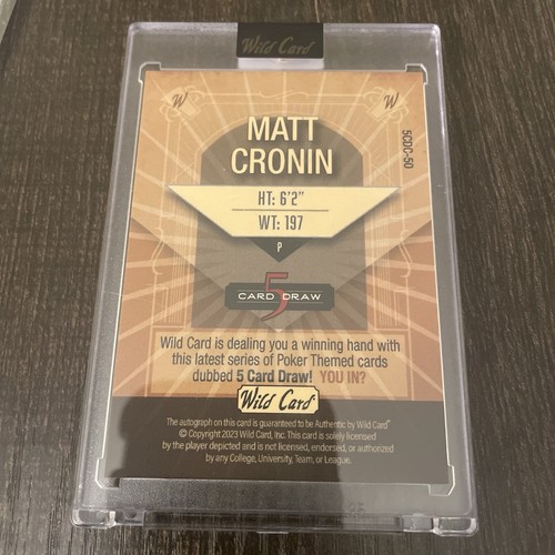 Matt Cronin 2023 Wild Card Rookie 5 Card Draw AUTO 1/2 Factory Sealed - Picture 2 of 2