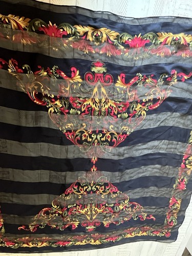 Vintage Boho Hippie quadratisches Kopftuch schwarz rot 34"x34" - Bild 2 von 3