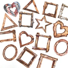 Rustic Wood Frame Cardstock Stickers Scrapbook Junk Journal Collage