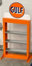 NEW GULF OIL CAN RACK - WHITE AND ORANGE - FREE SHIPPING*