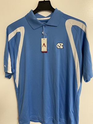 North Carolina Tar Heels Antigua Point 3 Button Polo Shirt Blue Men's Large