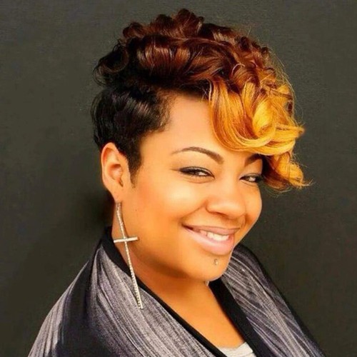 Short Pixie Boy Cut Wig Ladies Hairstyles Blonde Women Hair Wavy Curly