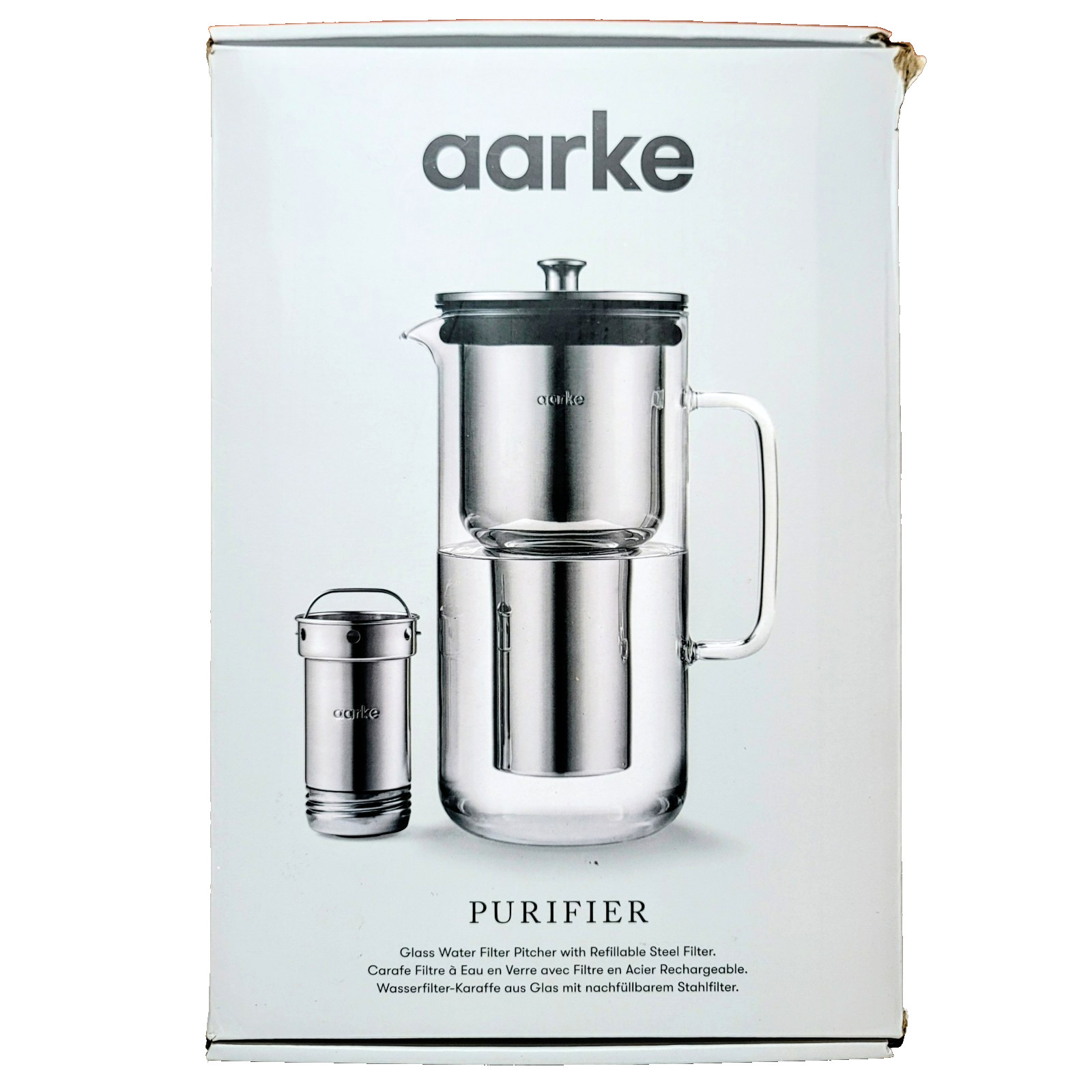 Large Stainless Steel Water Filter Pitcher 1.66l No Filters 