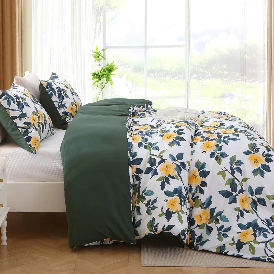 Duvet Cover King Size, Reversible Floral Vintage Duvet Cover Set with Zipper Clo - Image 2 of 4