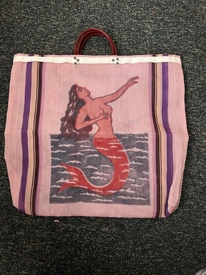 LA LOTERIA SIRENA NUDE MERMAID PINK MESH TOTE MEXICAN MARKET REUSABLE BAG