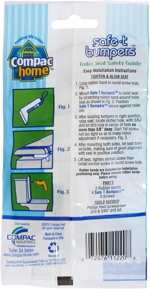 Confezione 4 Paracolpi Bianchi Safe-T: Stabilizzatori Essenziali Sedile WC per Tutte le Età - Immagine 4 di 4