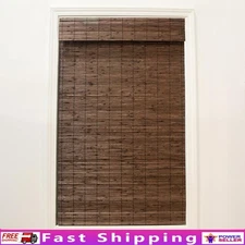 Cordless Bamboo Roman Shades Light Filtering Window Blinds Semi Sheer 34W New