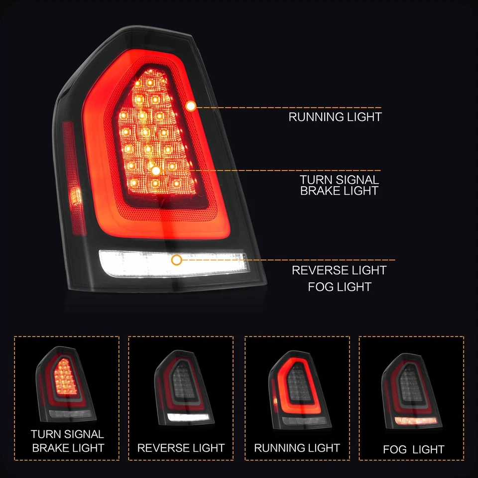 Luces traseras LED ahumadas VLAND para Chrysler 300C 2011-14 luces traseras con animación Foto 2 de 4