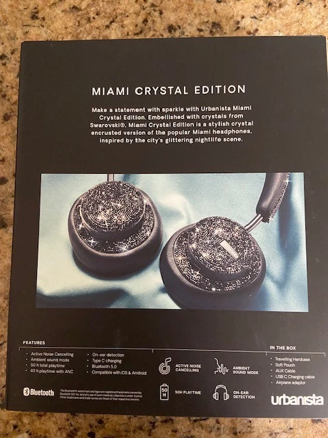 MIAMI CRYSTAL EDITION HEAD PHONES URBANISTA NEW NEVER OPENED BLK DIAMOND COVERED - Image 2 of 4