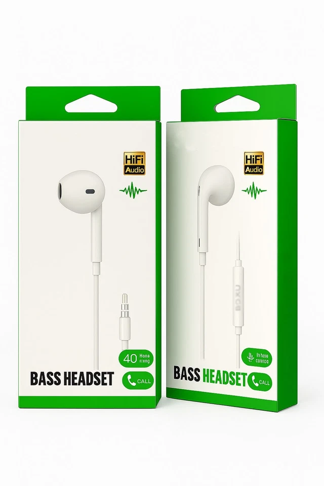 Wired headset with microphone good quality headphone white color bass quality - Image 2 of 4