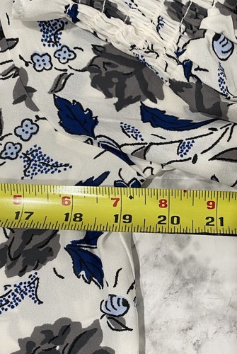 Blusa para mujer Ann Taylor Factory Petite MP manga larga blanca azul y gris floral - Imagen 12 de 16