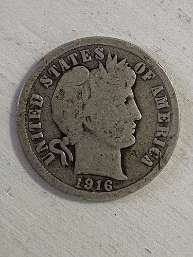1916 Barber Dime Silver 90% Silver 10% Copper Estate Coin   