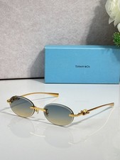 Tiffany & Co TF3105 Rimless Oval Sunglasses Gold Frame GreyYellow Gradient Lens