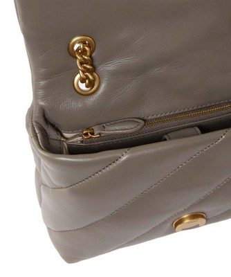 PINKO Love Puff Mini CL Sheep Nappa Umhängetasche Grigio Asfalto - Antique Gold