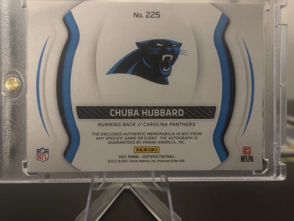 2021 Panini Certified - Freshman Fabric RPA Chuba Hubbard /25 Sick Patch - Image 4 of 4