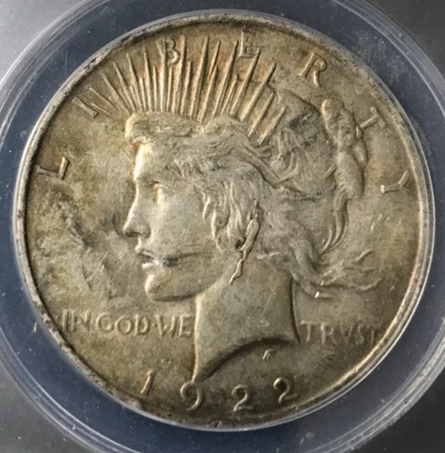 1922 peace silver dollar anacs au-50 vam -2a ear ring top 50