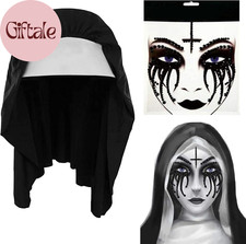 Halloween Nun Costume Accessories Set, with Nun Temporary Rhinestone Temporary F